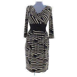 Maggie London Petites Striped Drape Dress 8P